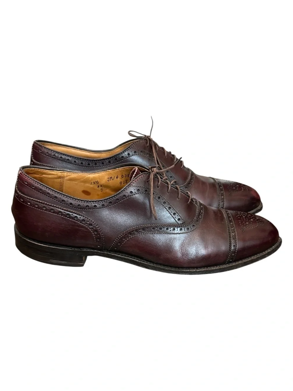 Alden 908 Medallion Perf Tip Bal Oxford Burgundy Calf Hampton Last 12.5 AA/B USA